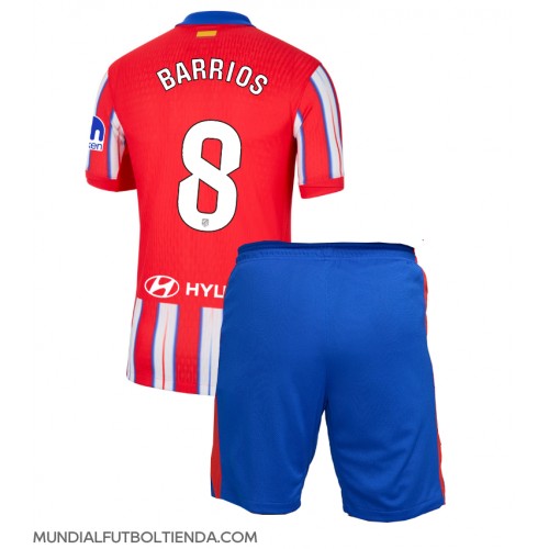 Camiseta Atletico Madrid Pablo Barrios #8 Primera Equipación Replica 2024-25 para niños mangas cortas (+ Pantalones cortos)